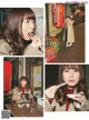 A collage of photos of a woman eating chopsticks.